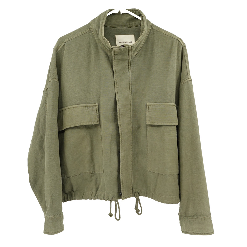 Lucky Brand Jacket SZ L Utility Cropped Trench Oversized Athleisure Everyday